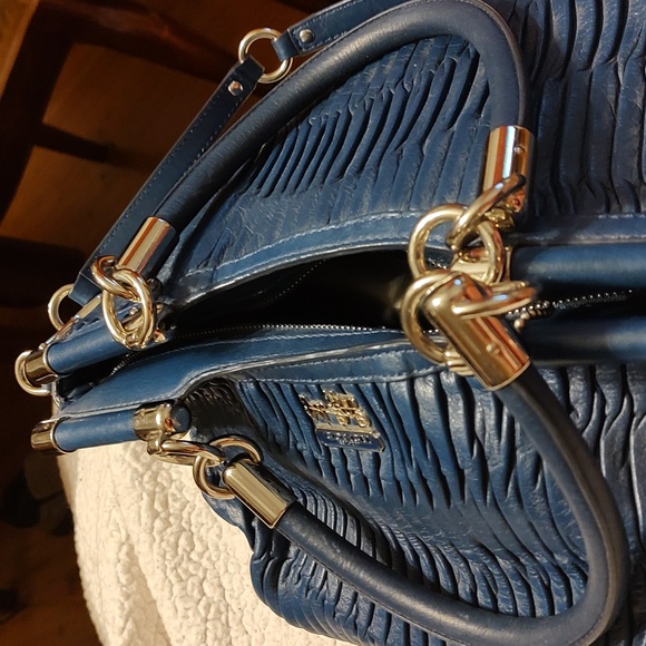 Coach Madison Rhodium (dark blue) gathered leather satchel 2012. EUC. Preloved - Picture 6 of 13